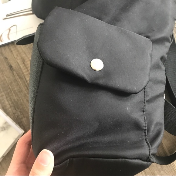 Black Nylon Backpack  with Leather Details - Picture 5 of 8